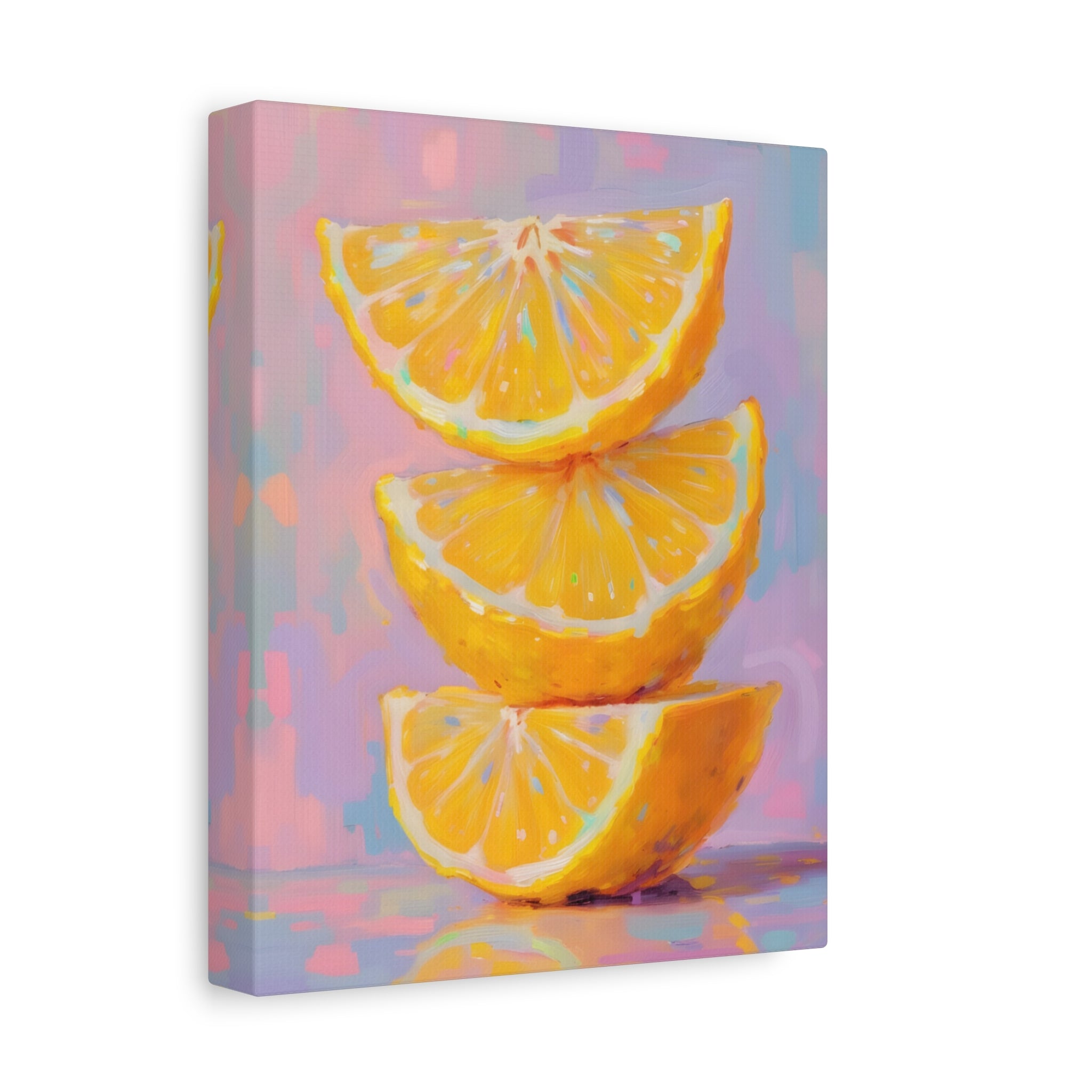 Citrus Slice - Stacked Lemon Wall Art - Stretched Canvas