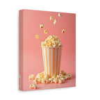 Popcorn with a pink background Wall Art - Stretched Canvas