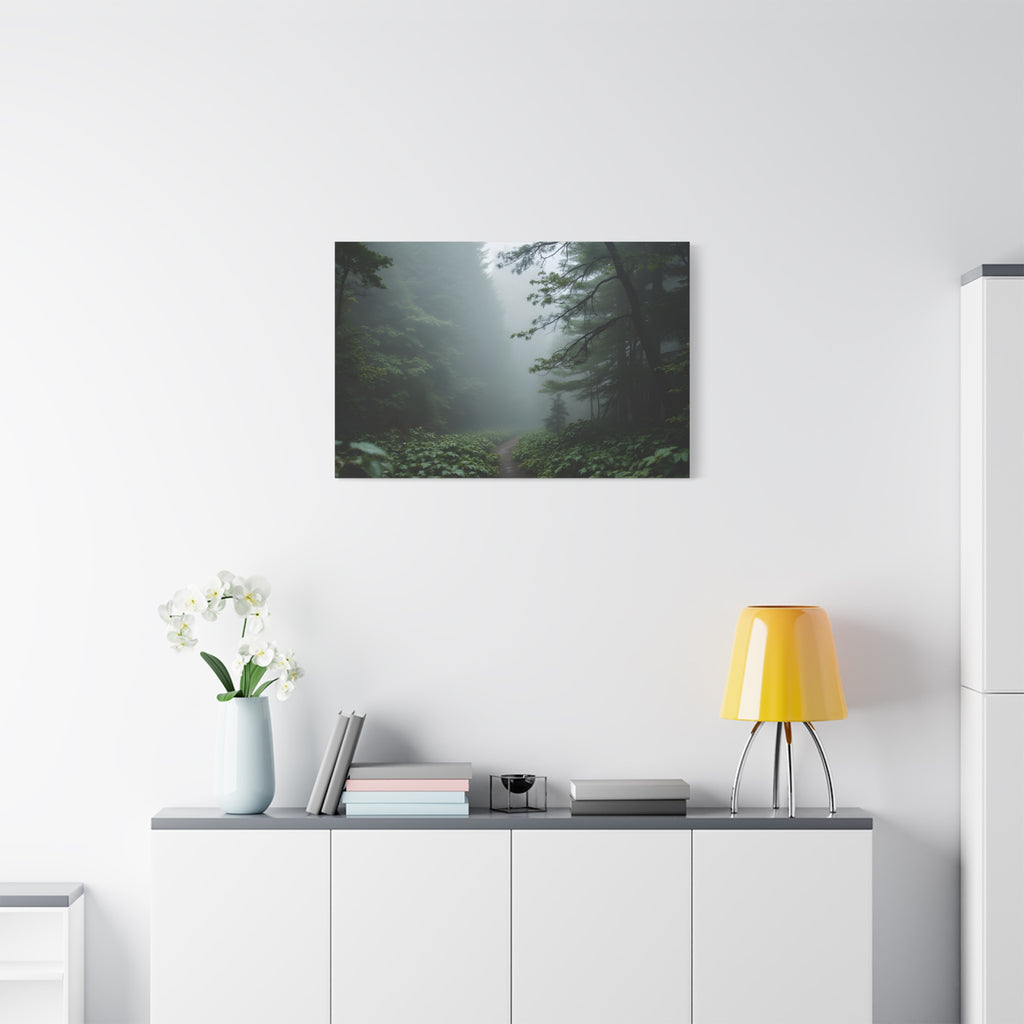 Misty Forest Path  Stretched Wall Art - Canvas Print