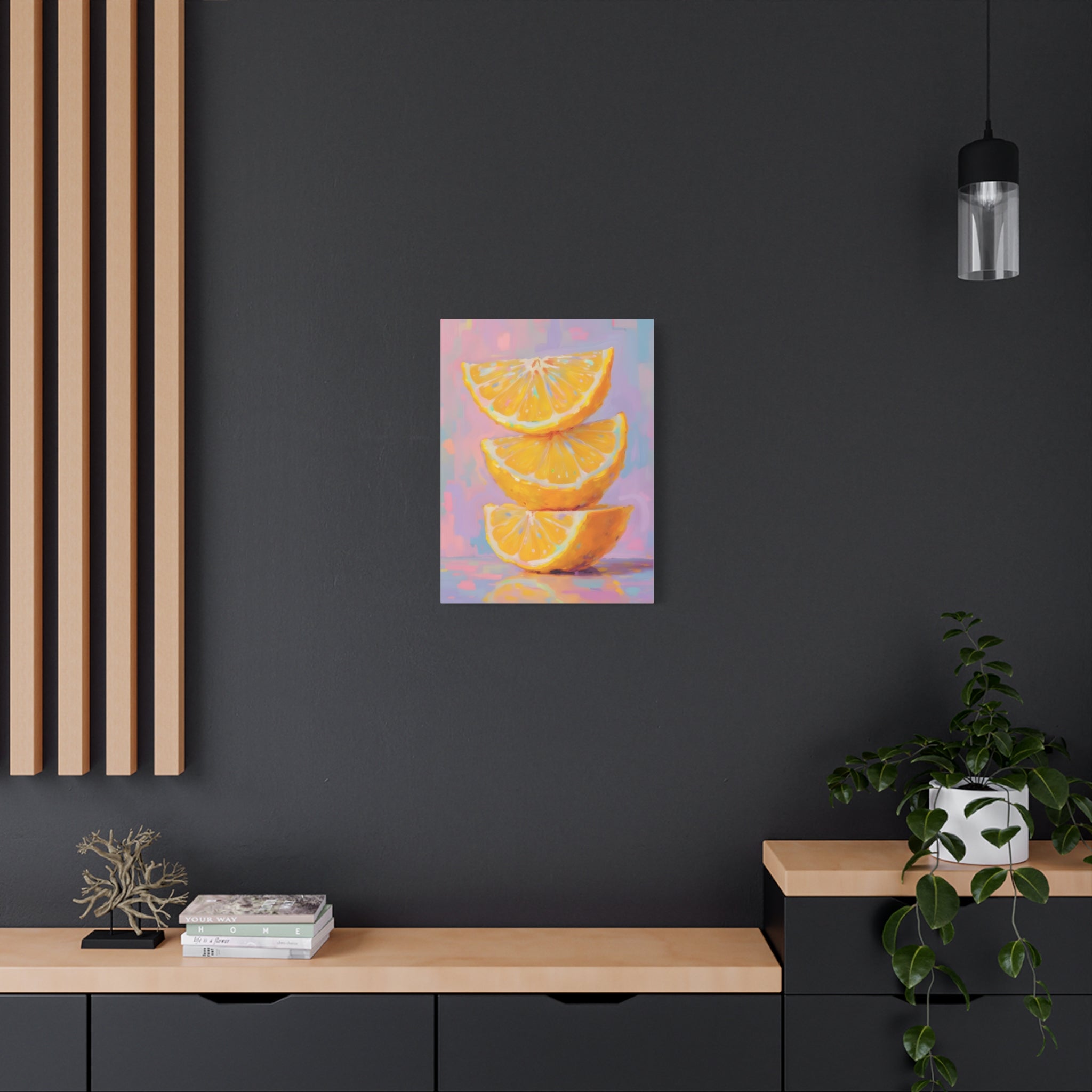 Citrus Slice - Stacked Lemon Wall Art - Stretched Canvas