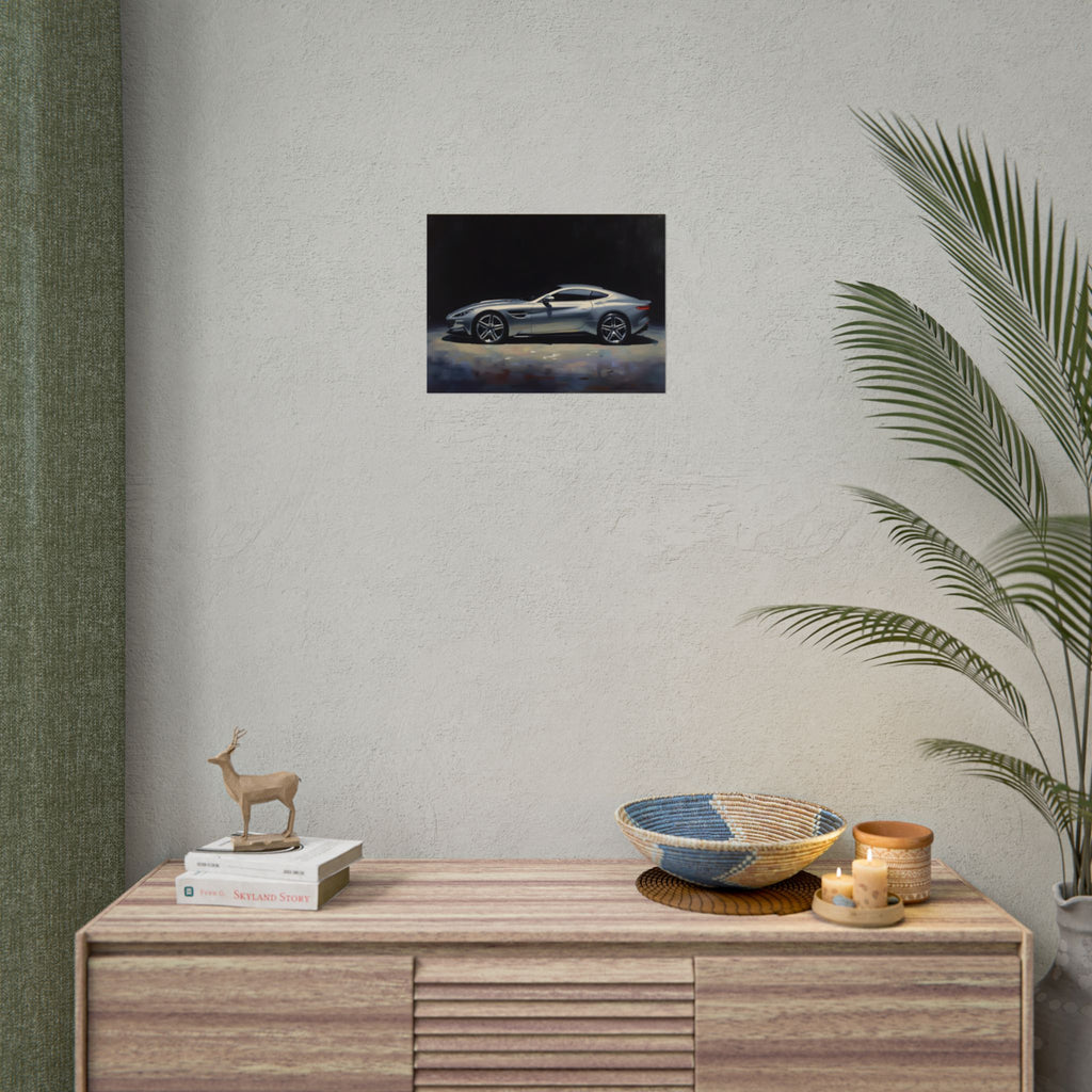 Sports Car Poster - Silver GT Automotive Art Print (Rolled Poster)