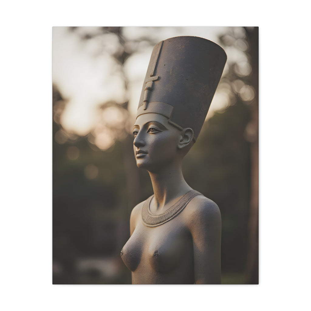Nefertiti Bronze Statue Wall Art - Egyptian Sculpture Photography - Queen of Egypt - Stretched Canvas