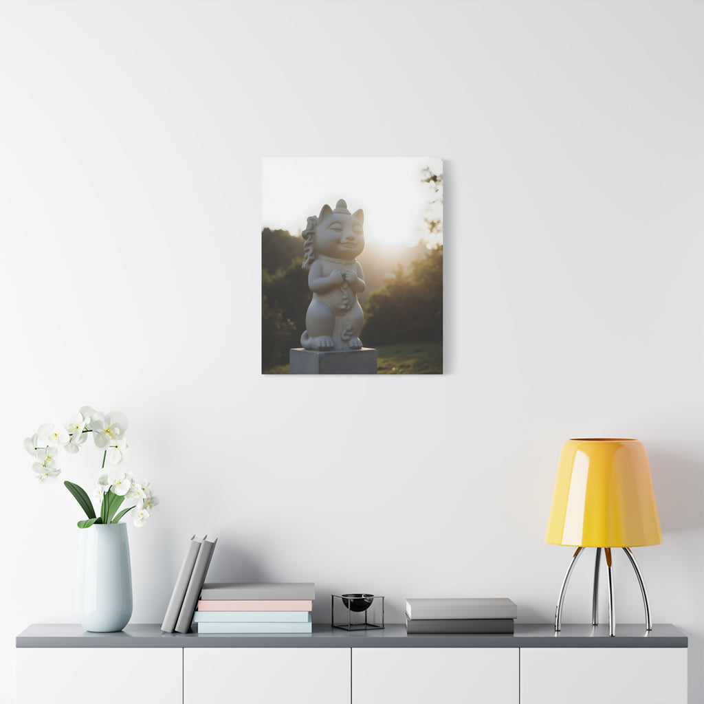 Sunlit Lucky Cat Wall Art - Stretched Canvas
