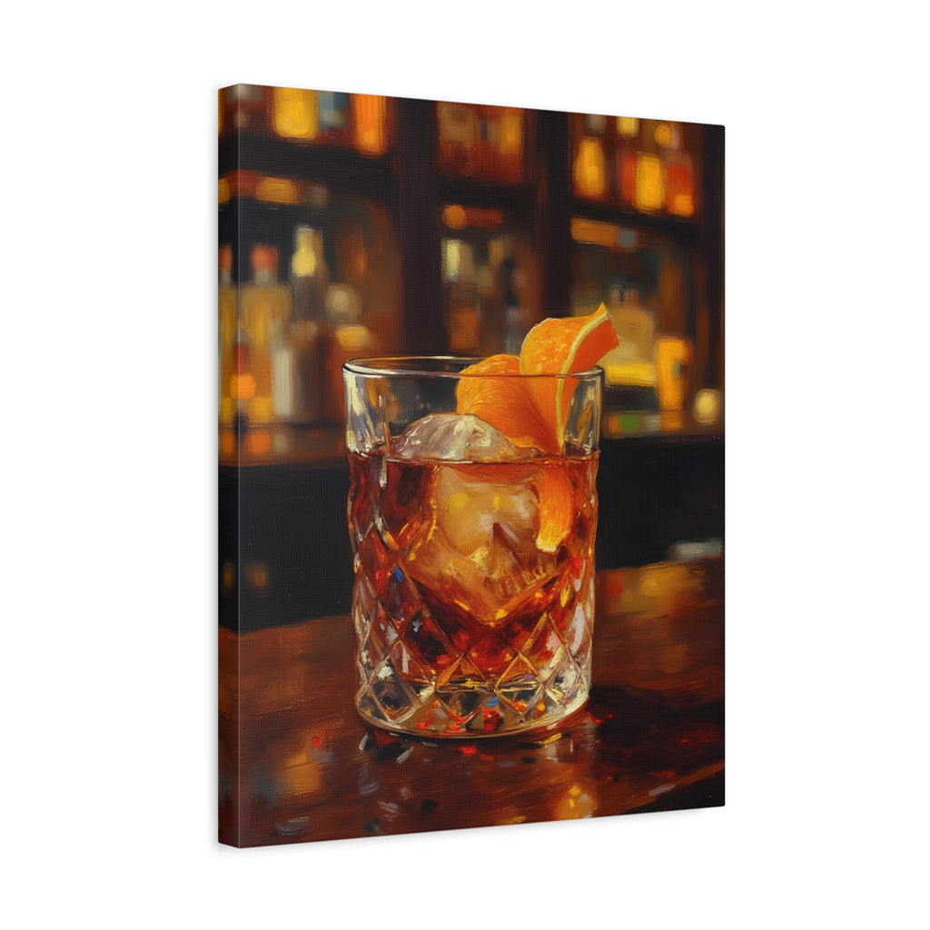 Whisky on Ice Wall Art -  Bar & Home Decor - Stretched Canvas
