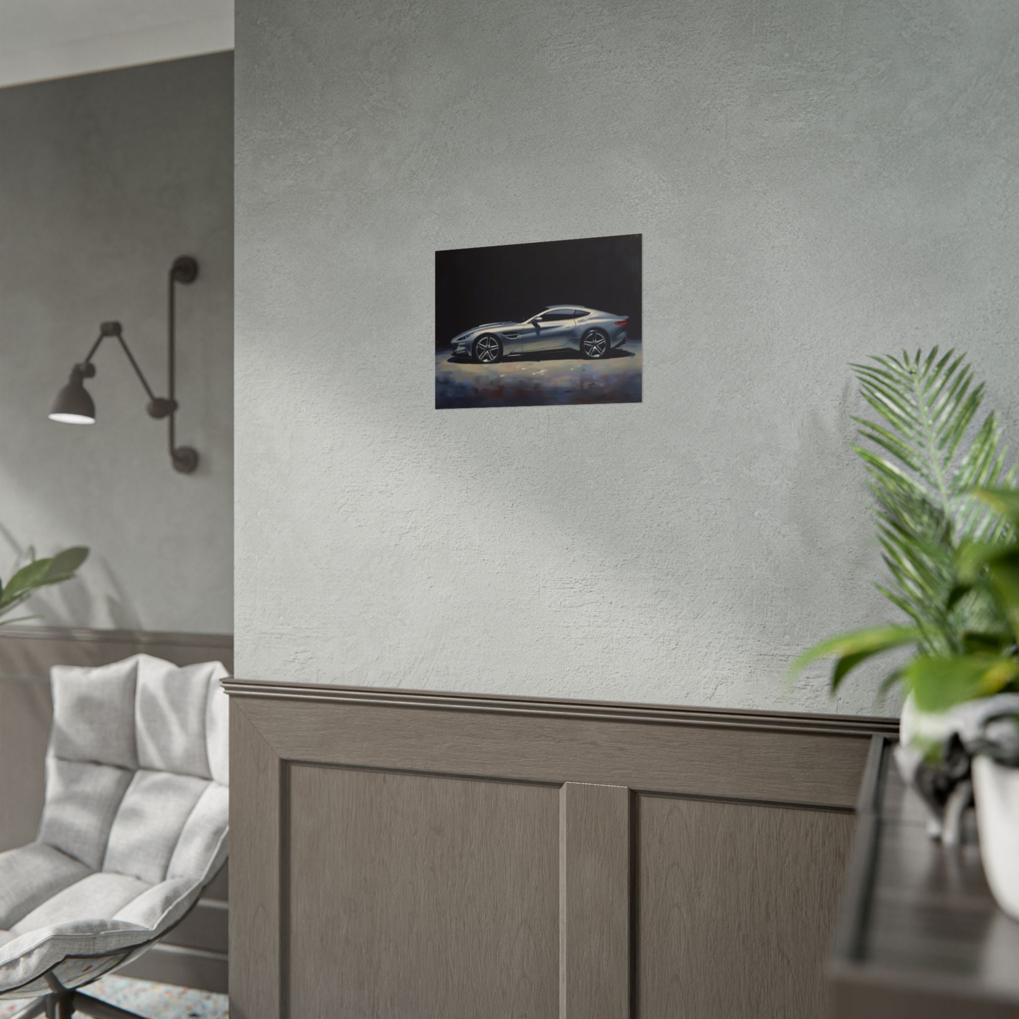 Sports Car Poster - Silver GT Automotive Art Print (Rolled Poster)