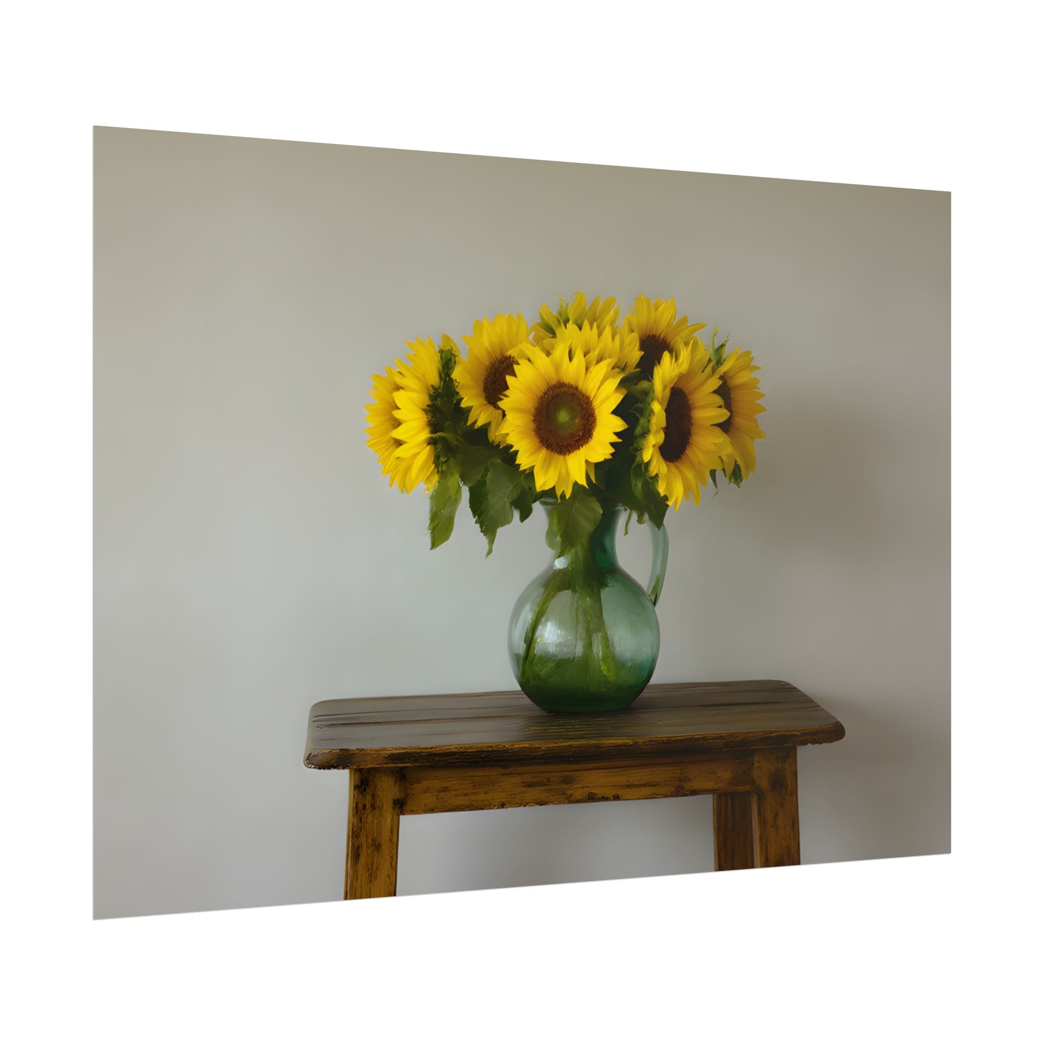 Sunflowers in Green Pitcher Wall Art - Poster