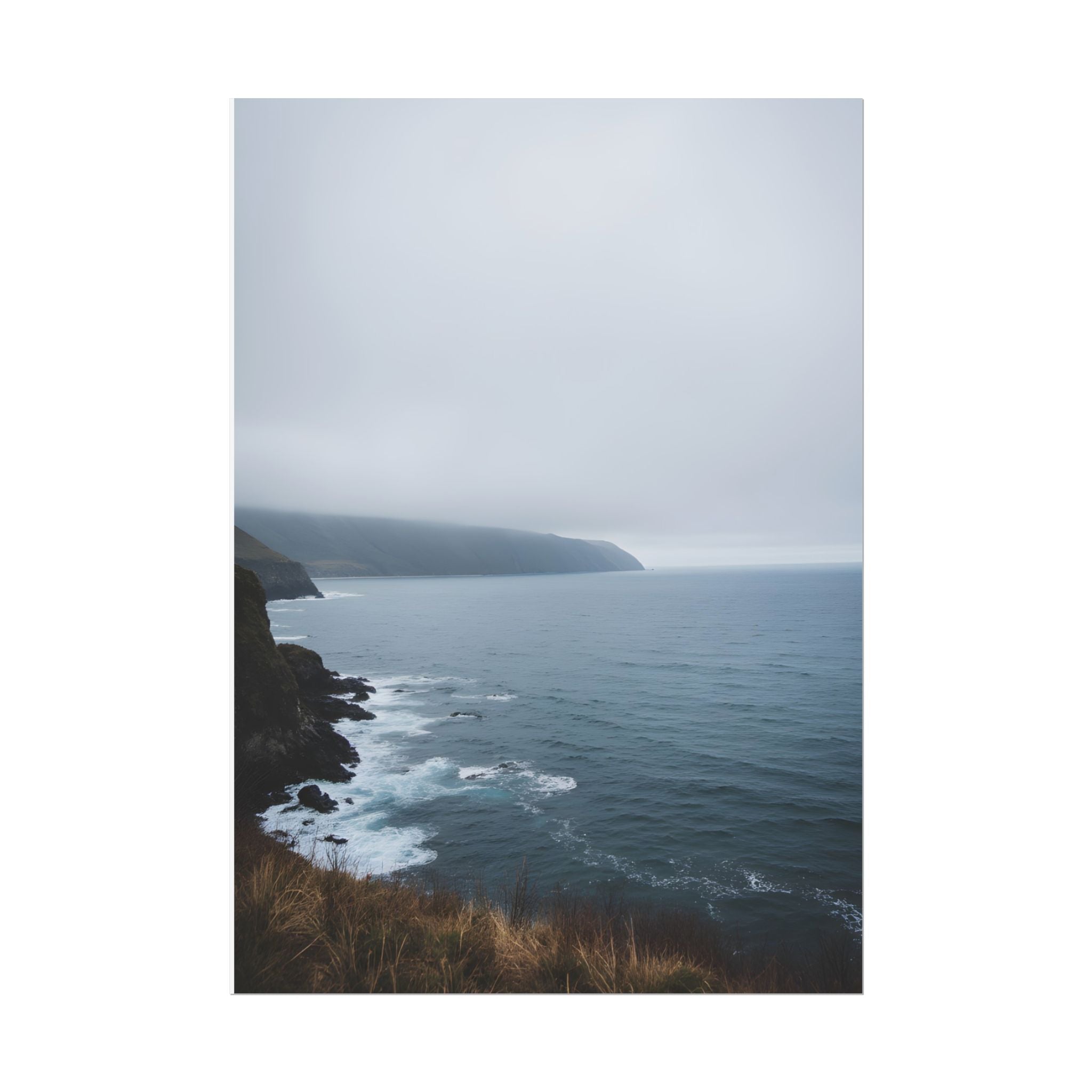 Foggy Coastal Cliff Wall Art  - Poster