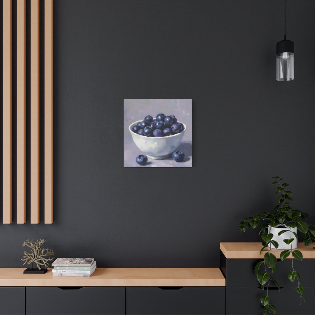 Blueberry Bowl Canvas Print — Still Life Wall Art