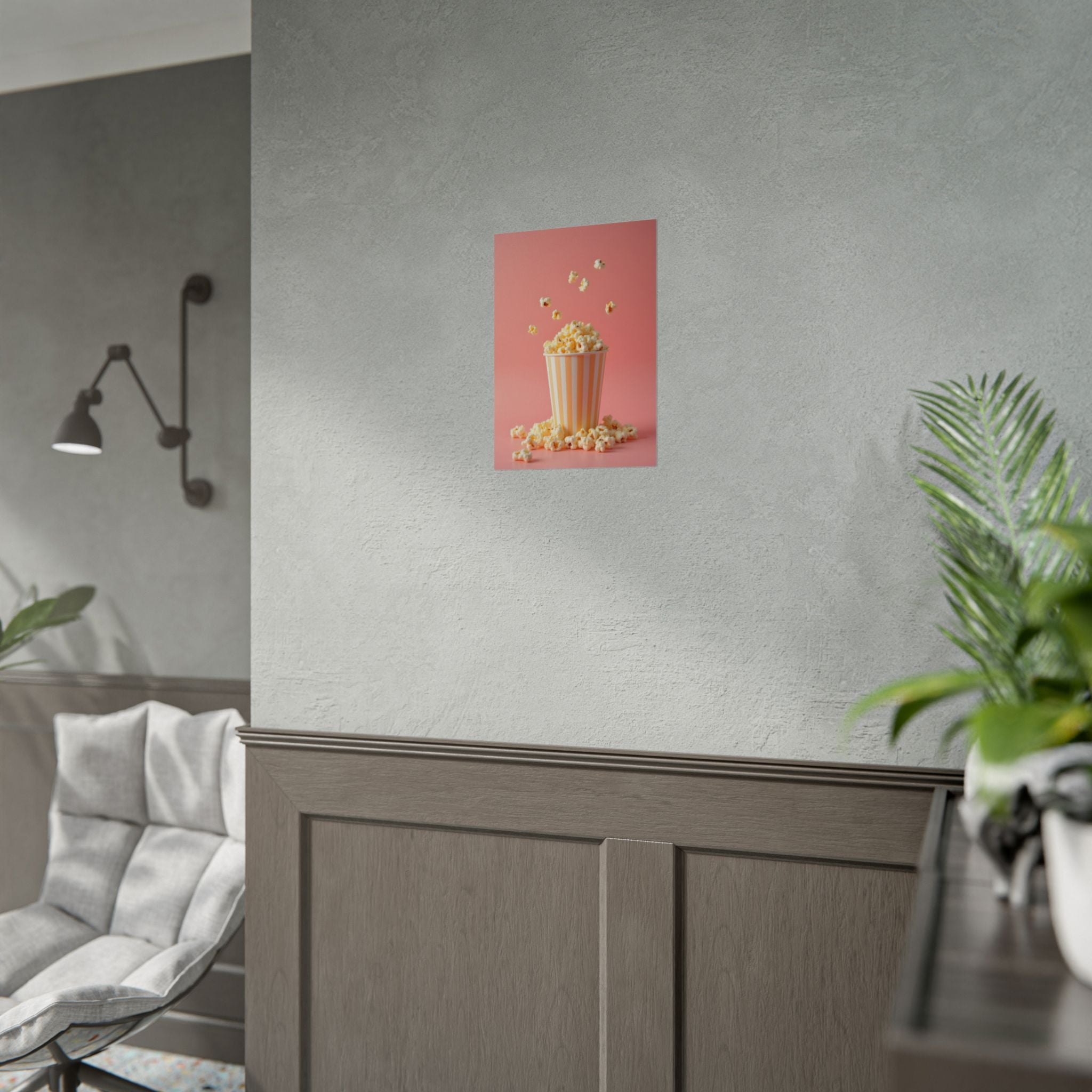 Popcorn with a pink background - Poster
