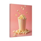 Popcorn with a pink background Wall Art - Stretched Canvas