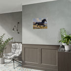 Running Black Stallion Wall Art - Horse Painting - Poster