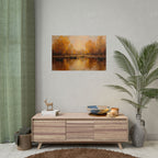 Autumn at the lake with rowboats - Poster