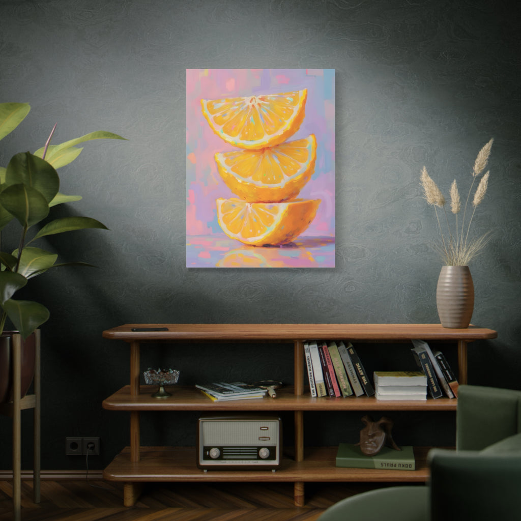 Citrus Slice - Stacked Lemon Wall Art - Stretched Canvas