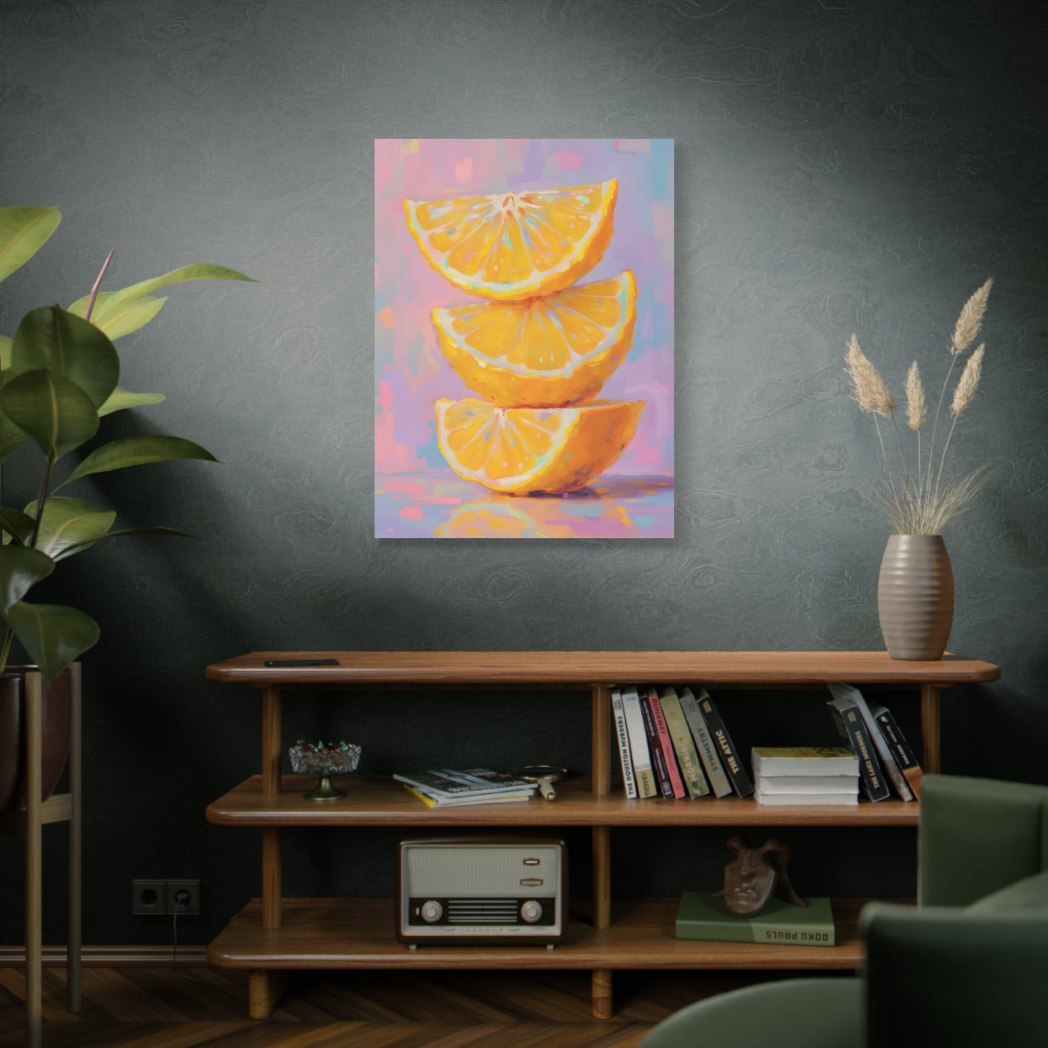 Citrus Slice - Stacked Lemon Wall Art - Stretched Canvas