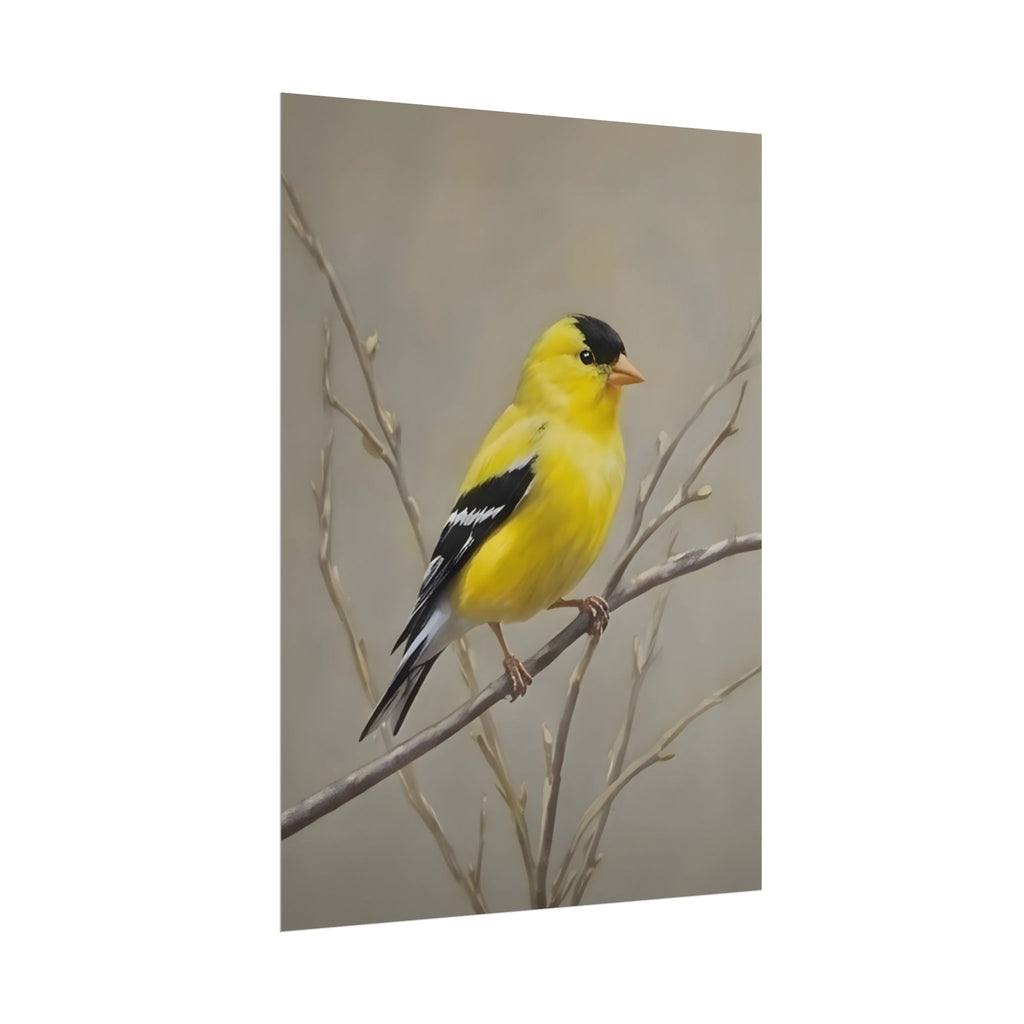 Goldfinch Art Poster - Yellow Songbird Print for Nature Lovers