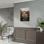 Butterfly on Pink Rose Wall Art - Poster