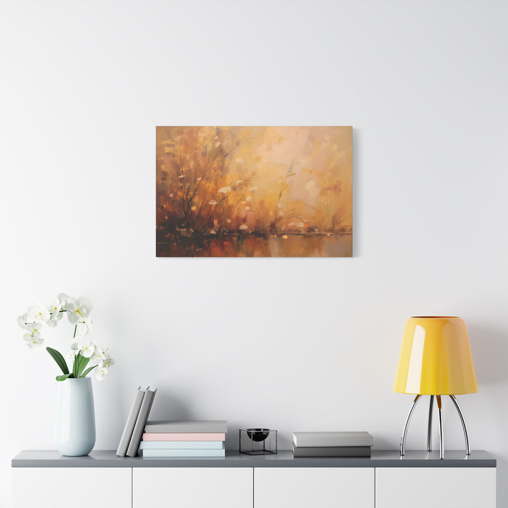 Golden Meadow Abstract Wall Art - Stretched Canvas