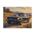 Vintage Mustang Sunset Wall Art - Classic Muscle Car - Stretched Canvas