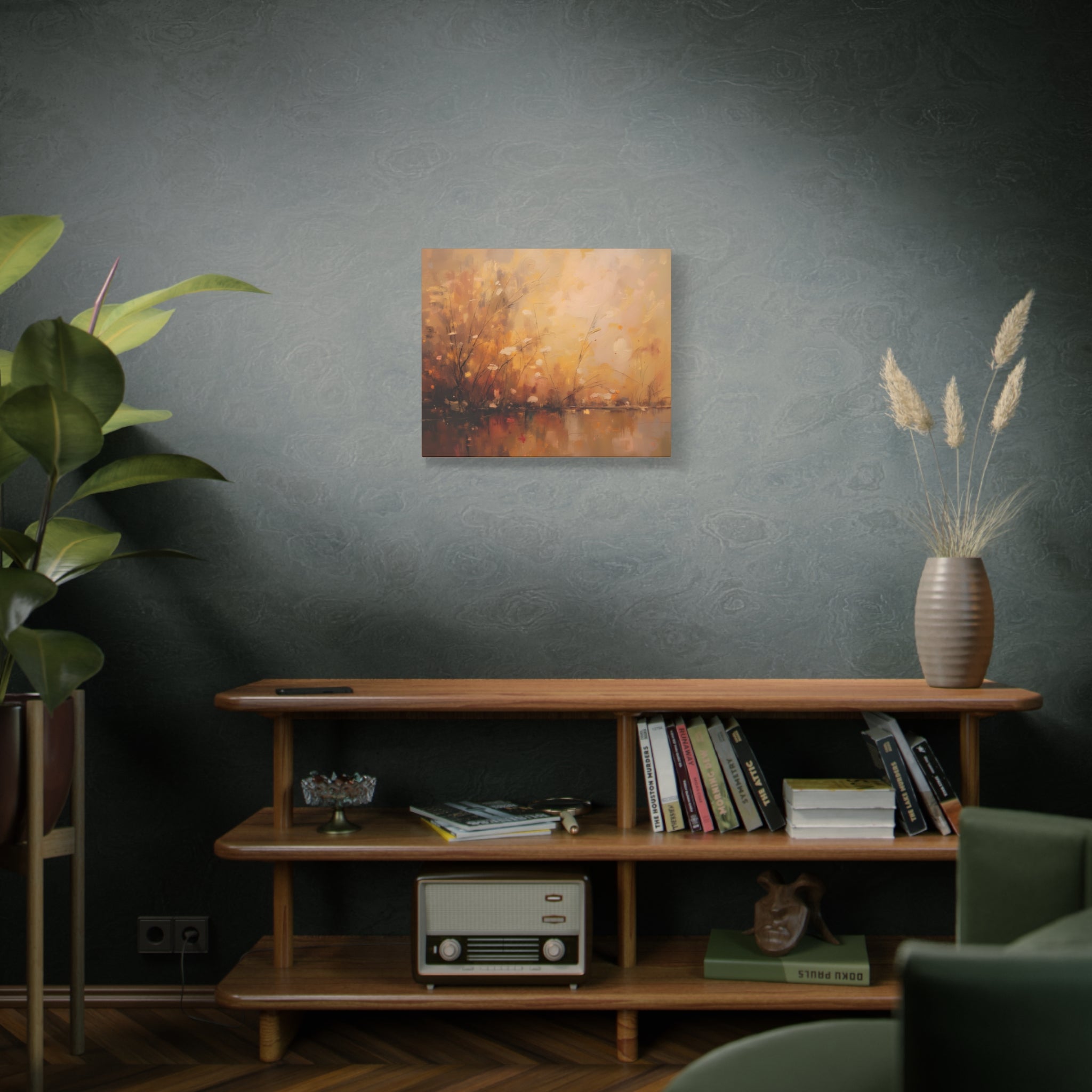 Golden Meadow Abstract Wall Art - Stretched Canvas