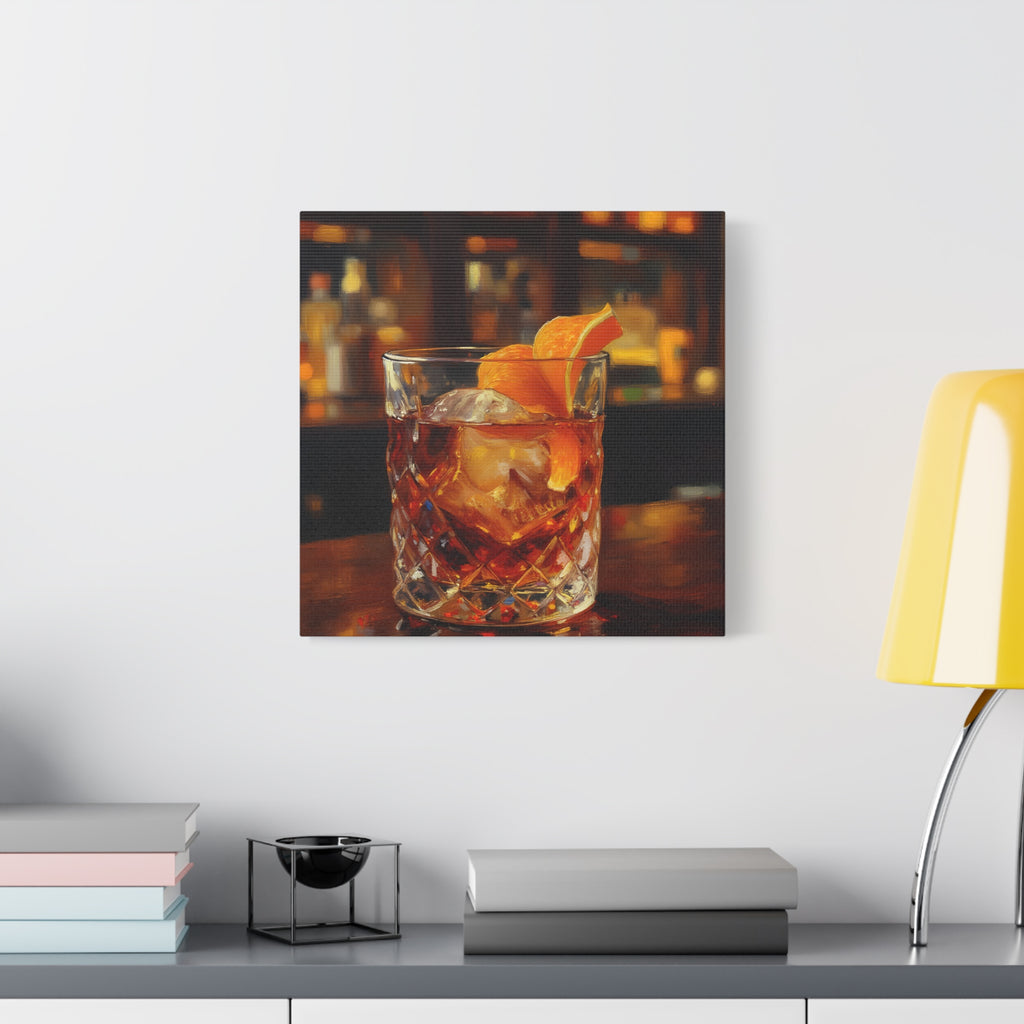 Whisky on Ice Wall Art -  Bar & Home Decor - Stretched Canvas