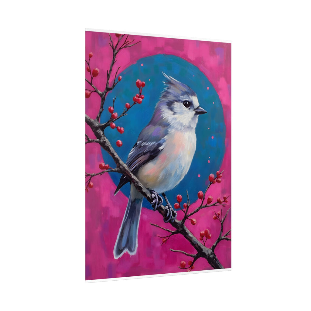 Blue jay on a holly branch Wall Art - Poster