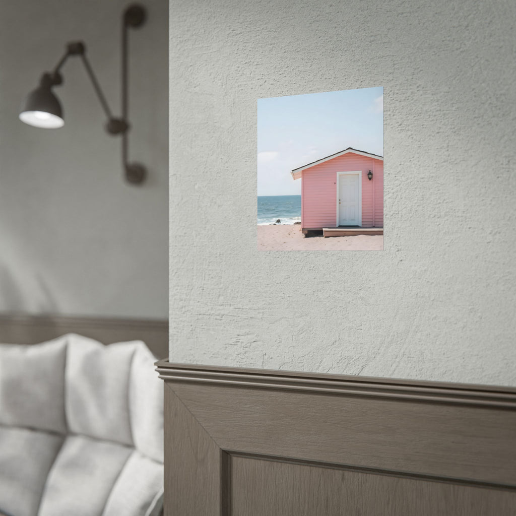 Pink Beach Cottage  Wall Art - Poster