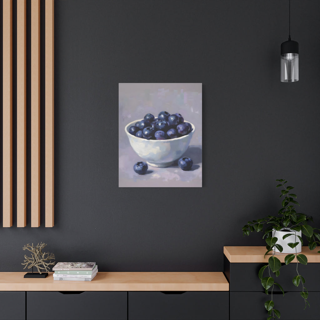 Blueberry Bowl Canvas Print — Still Life Wall Art