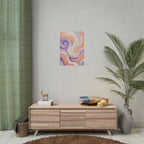 Abstract Swirl Poster - Peach & Lavender Fluid Art Rolled Wall Print