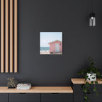 Pink Beach Cottage  Wall Art - Stretched Canvas