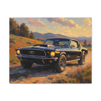 Vintage Mustang Sunset Wall Art - Classic Muscle Car - Stretched Canvas
