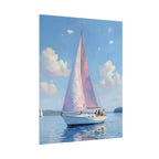 Sailing boat on calm water with pink accents - Poster
