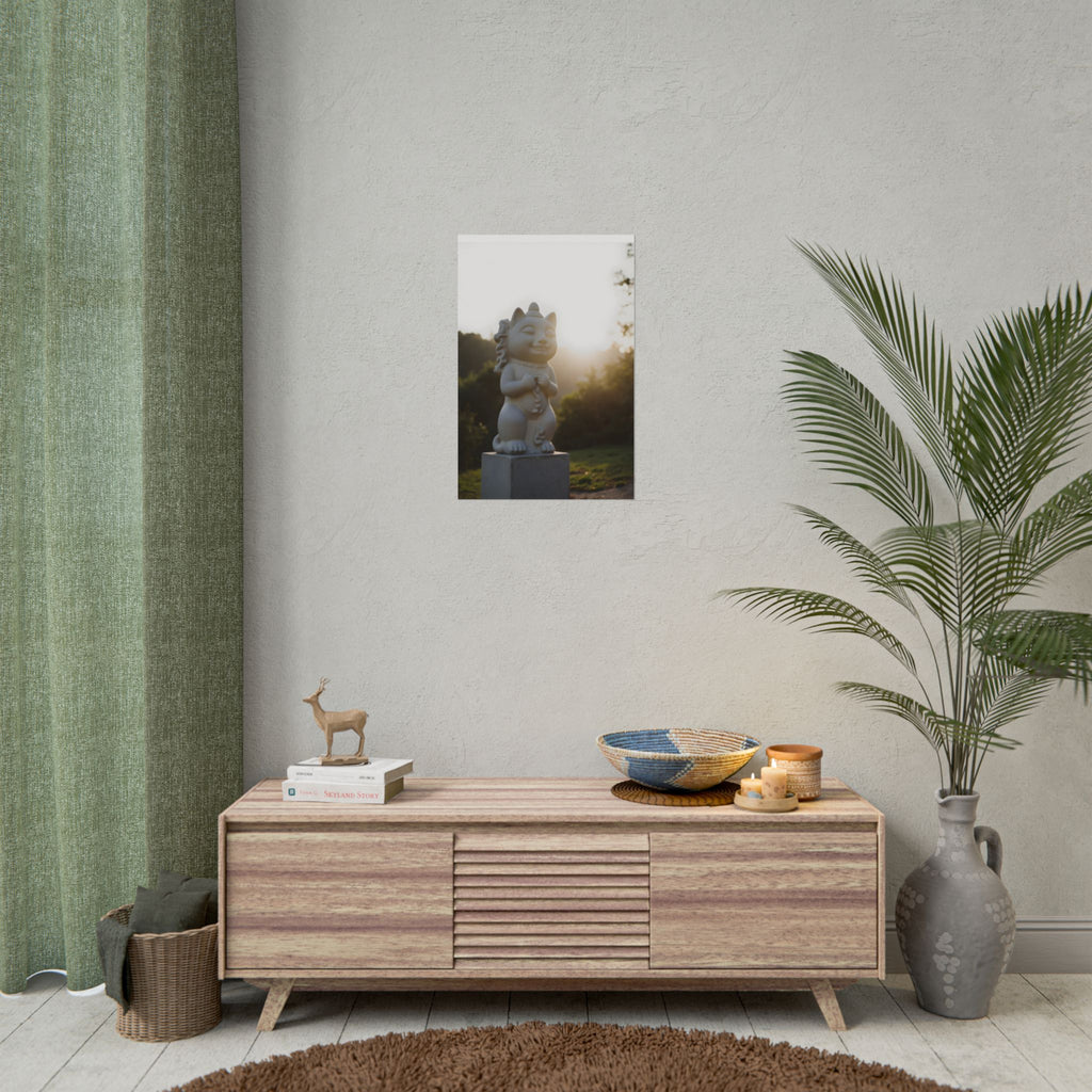 Sunlit Lucky Cat Wall Art - Poster