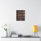 Vintage Library Books Canvas Print - Stacked Antique Bookshelf Wall Art
