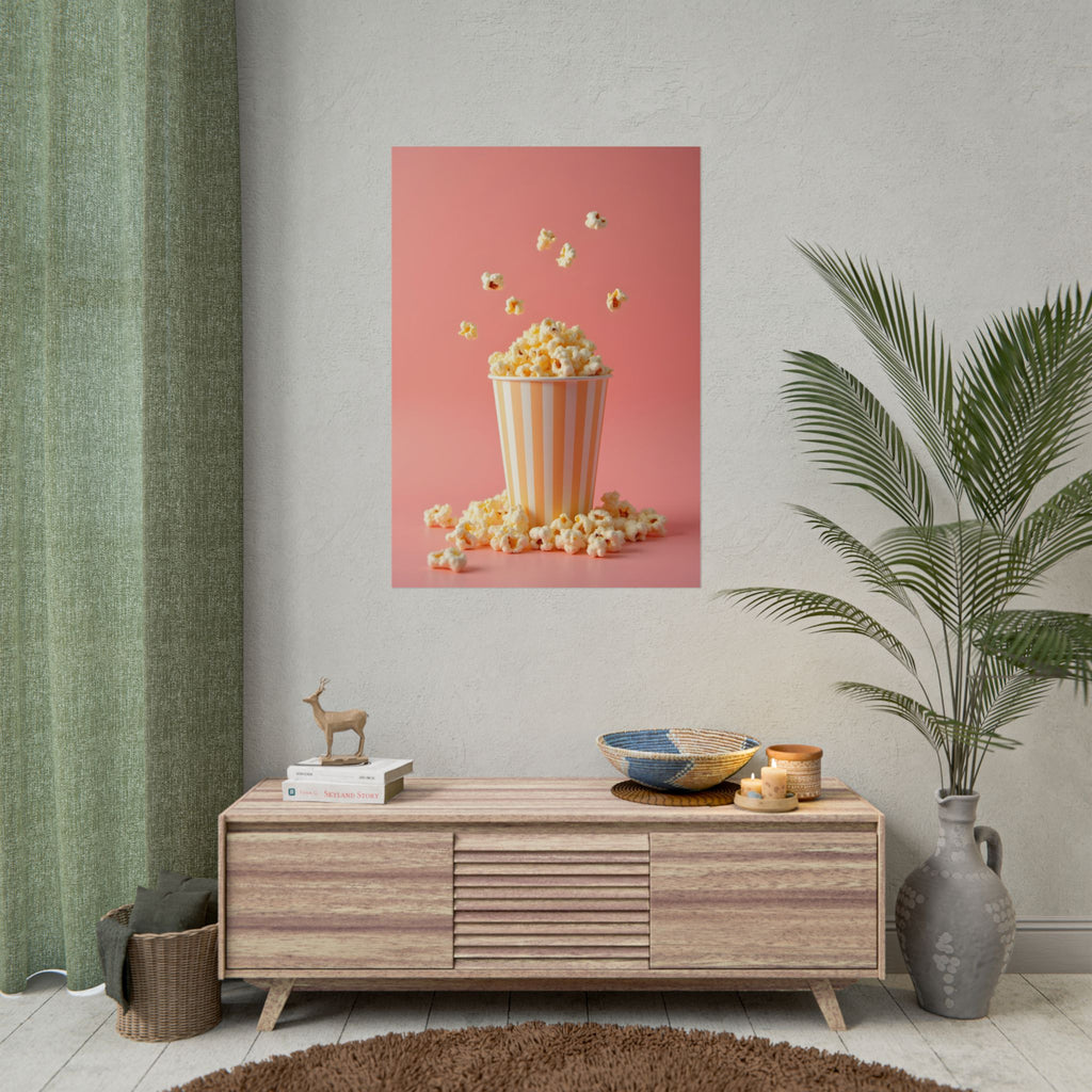 Popcorn with a pink background - Poster