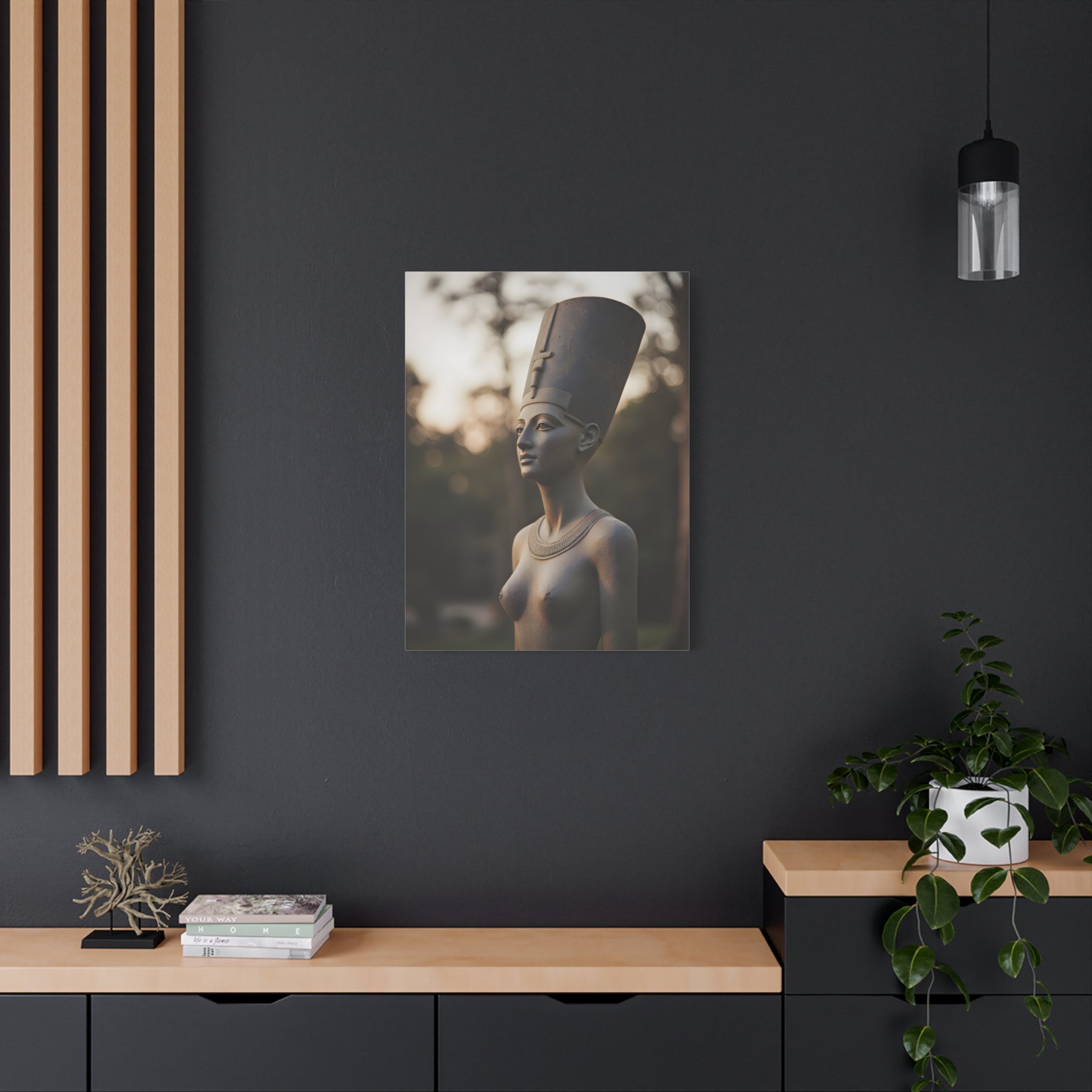Nefertiti Bronze Statue Wall Art - Egyptian Sculpture Photography - Queen of Egypt - Stretched Canvas