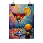Colorful martini glass with lemon and olive Wall Art - Poster