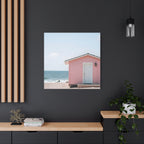 Pink Beach Cottage  Wall Art - Stretched Canvas