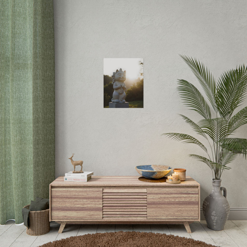 Sunlit Lucky Cat Wall Art - Poster