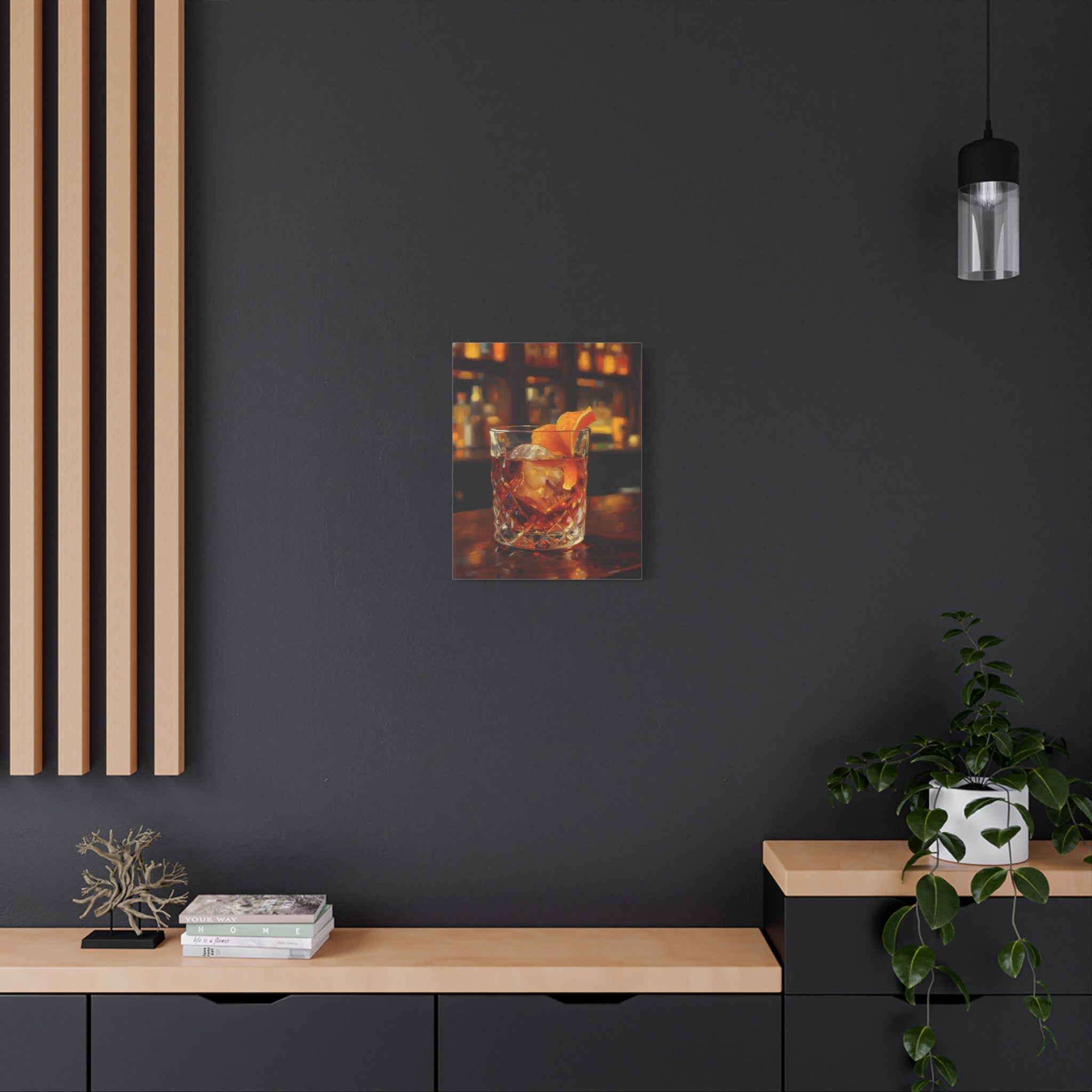 Whisky on Ice Wall Art -  Bar & Home Decor - Stretched Canvas