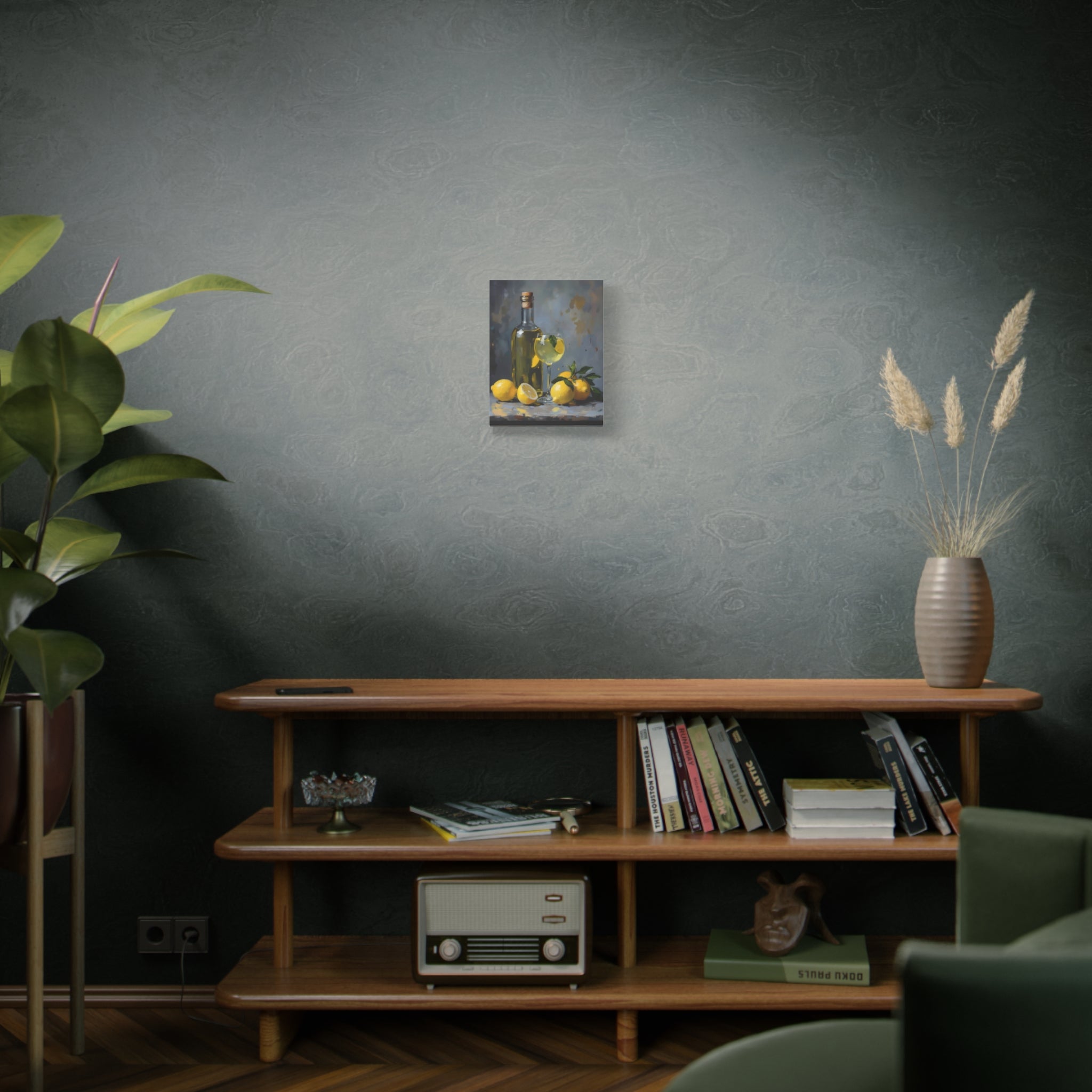 Limoncello with lemons Still Life Matte Canvas Wall Art