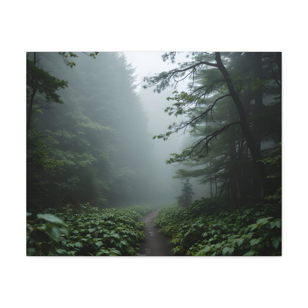 Misty Forest Path  Stretched Wall Art - Canvas Print