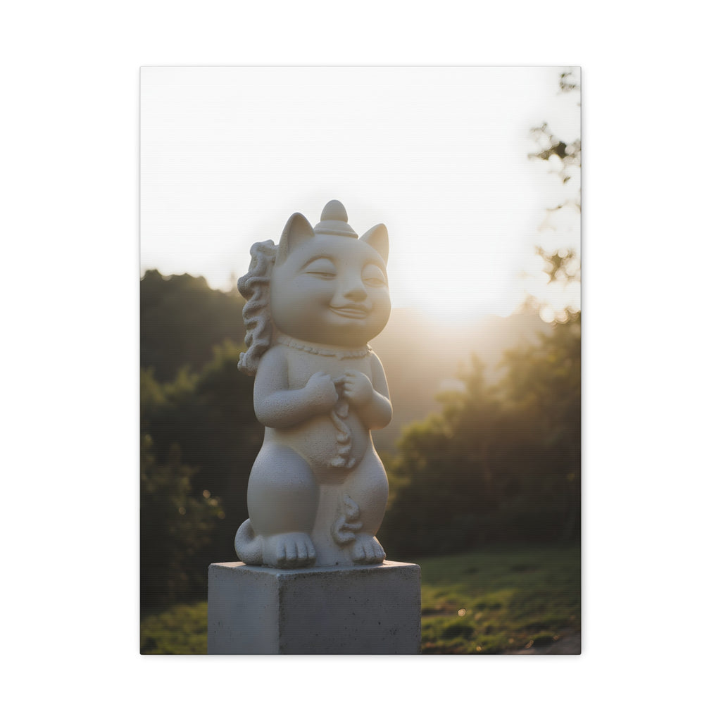 Sunlit Lucky Cat Wall Art - Stretched Canvas