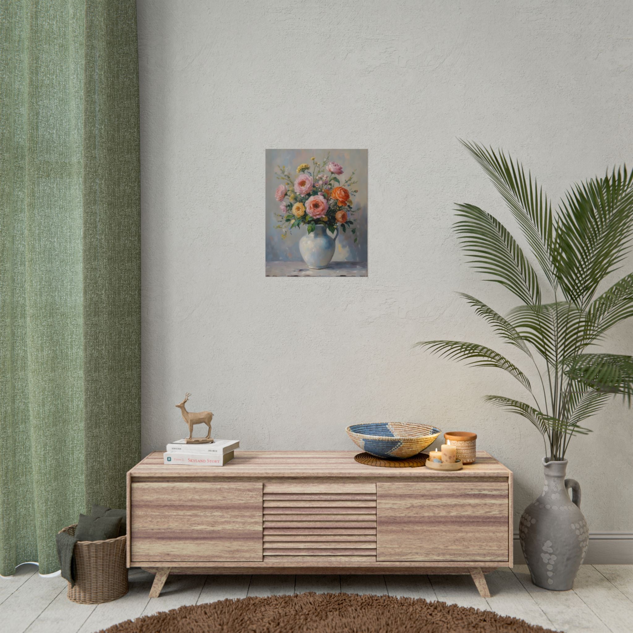 Colourful Roses in Jug Wall Art - Poster