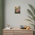 Butterfly on Pink Rose Wall Art - Poster