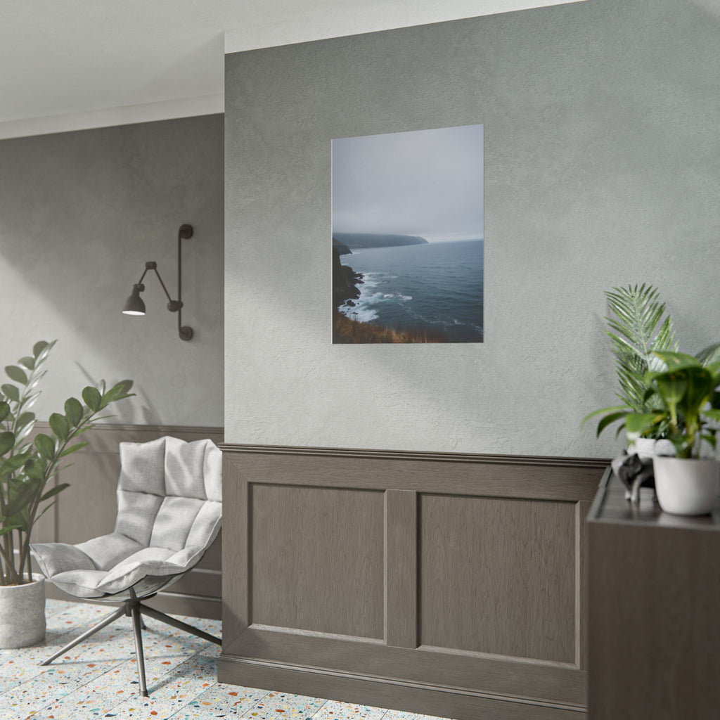 Foggy Coastal Cliff Wall Art  - Poster