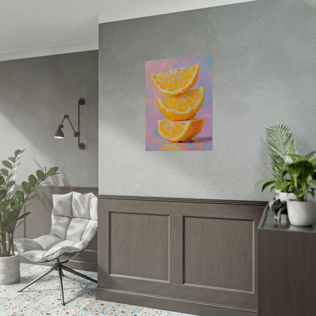 Citrus Slice - Stacked Lemon Wall Art - Stretched Poster