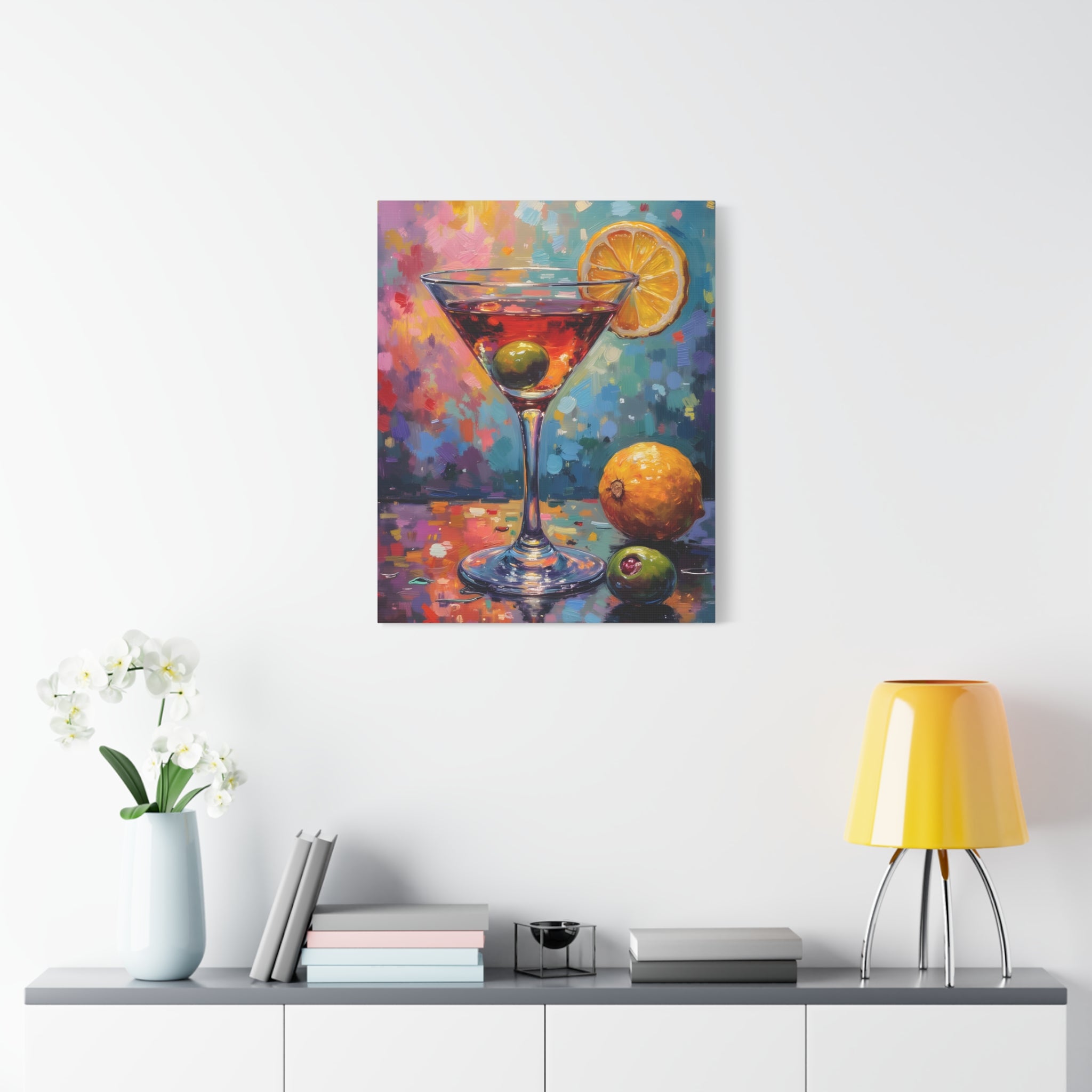 Colourful Martini Glass Matte Canvas Wall Art - Stretched canvas
