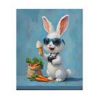 Blue Bunny Poster - Cute Sunglasses Rabbit Rolled Art Print