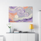 Abstract Swirl Canvas Art – Lavender & Peach Matte Stretched Canvas