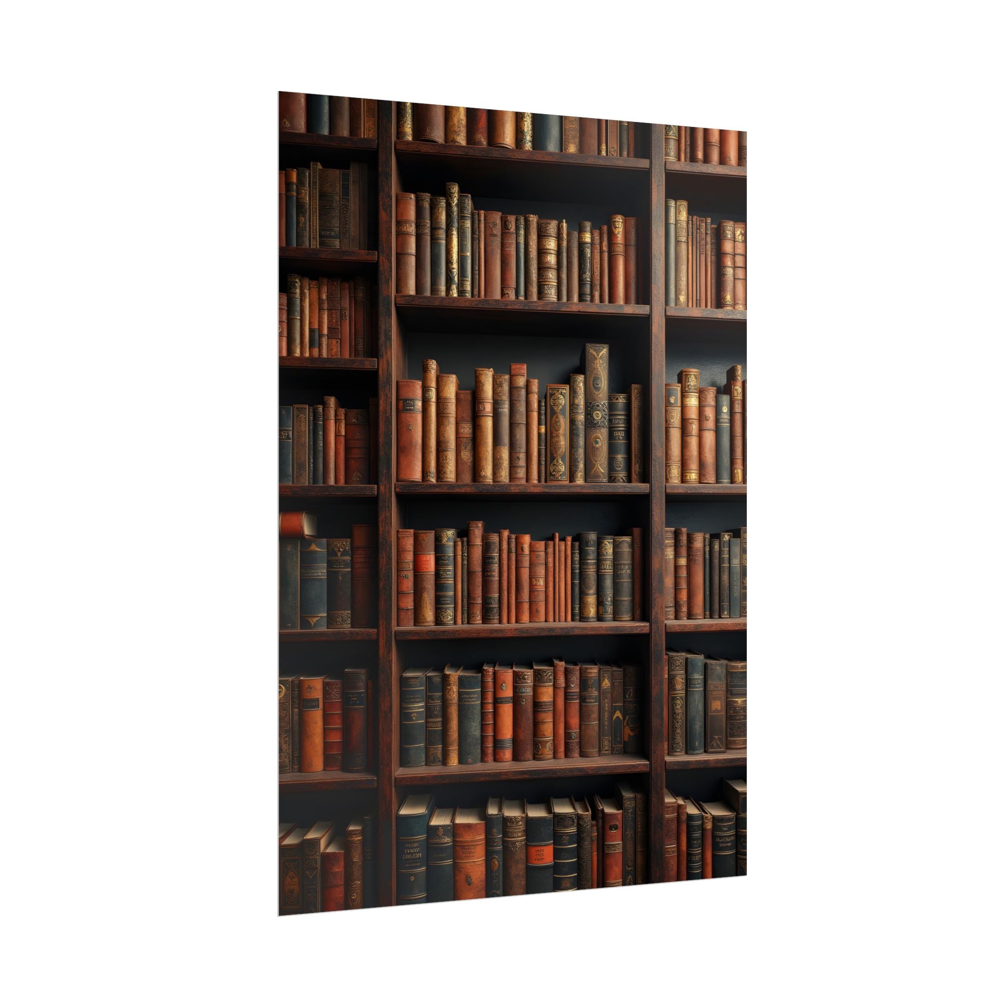Vintage Library Bookshelf Rolled Poster - Antique Bookshop Wall Art
